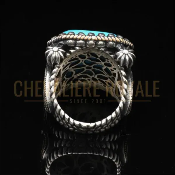 Grosse Chevalière Pierre Turquoise Naturelle – Élégance et Caractère