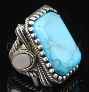 Grosse Chevalière Pierre Turquoise Naturelle – Élégance et Caractère