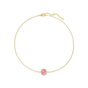 Harley Chain Bracelet with Pink Light Rose Round Crystals from Swarovski Gold Plated