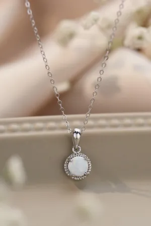 Hazel Blues® |  Opal Round Pendant Chain Necklace