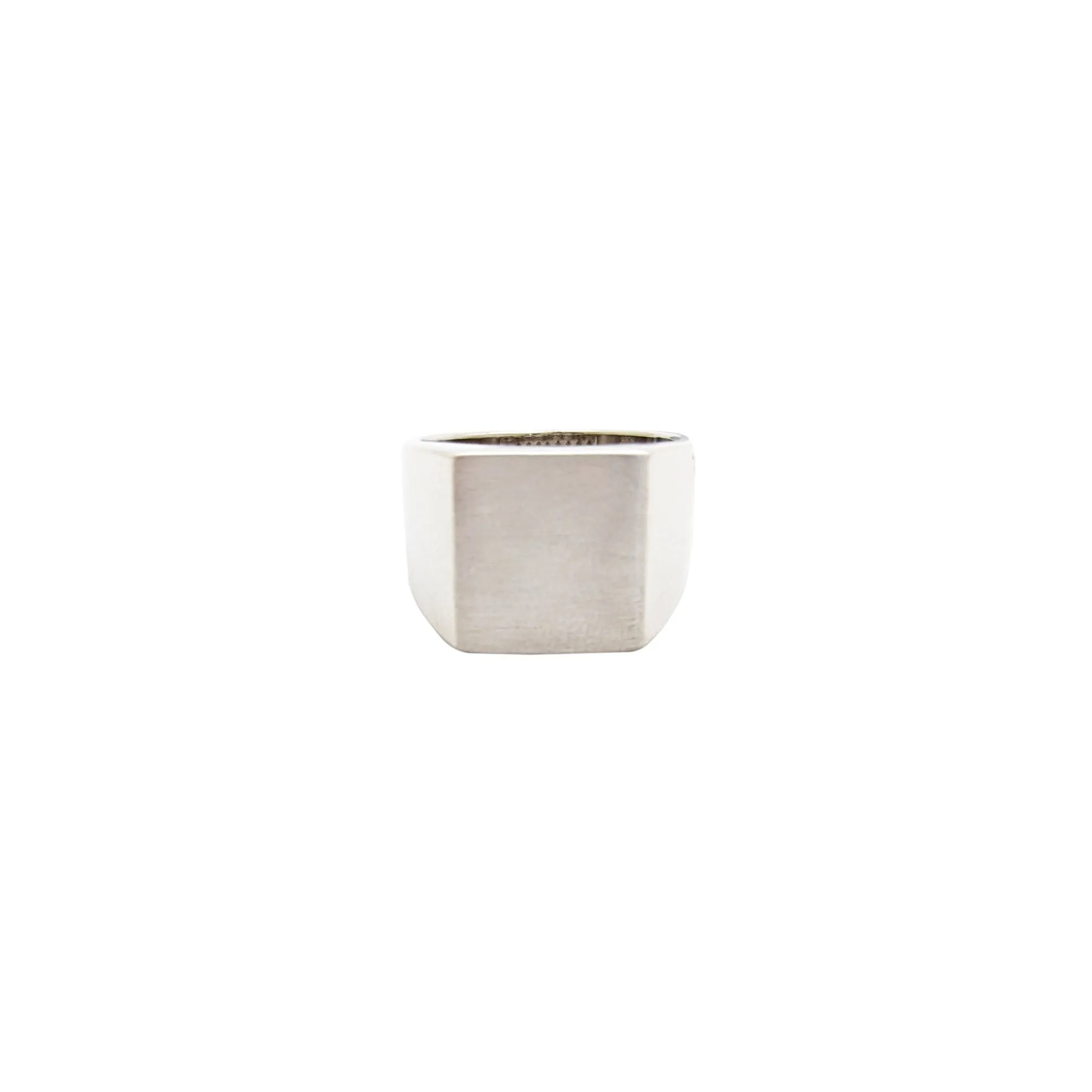 [Hollow] Brushed Finish Rectangular Signet Ring (Silver)