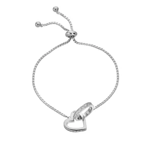 Hot Diamonds Interlocking Heart & Circle Sterling Silver & Diamond Toggle Bracelet