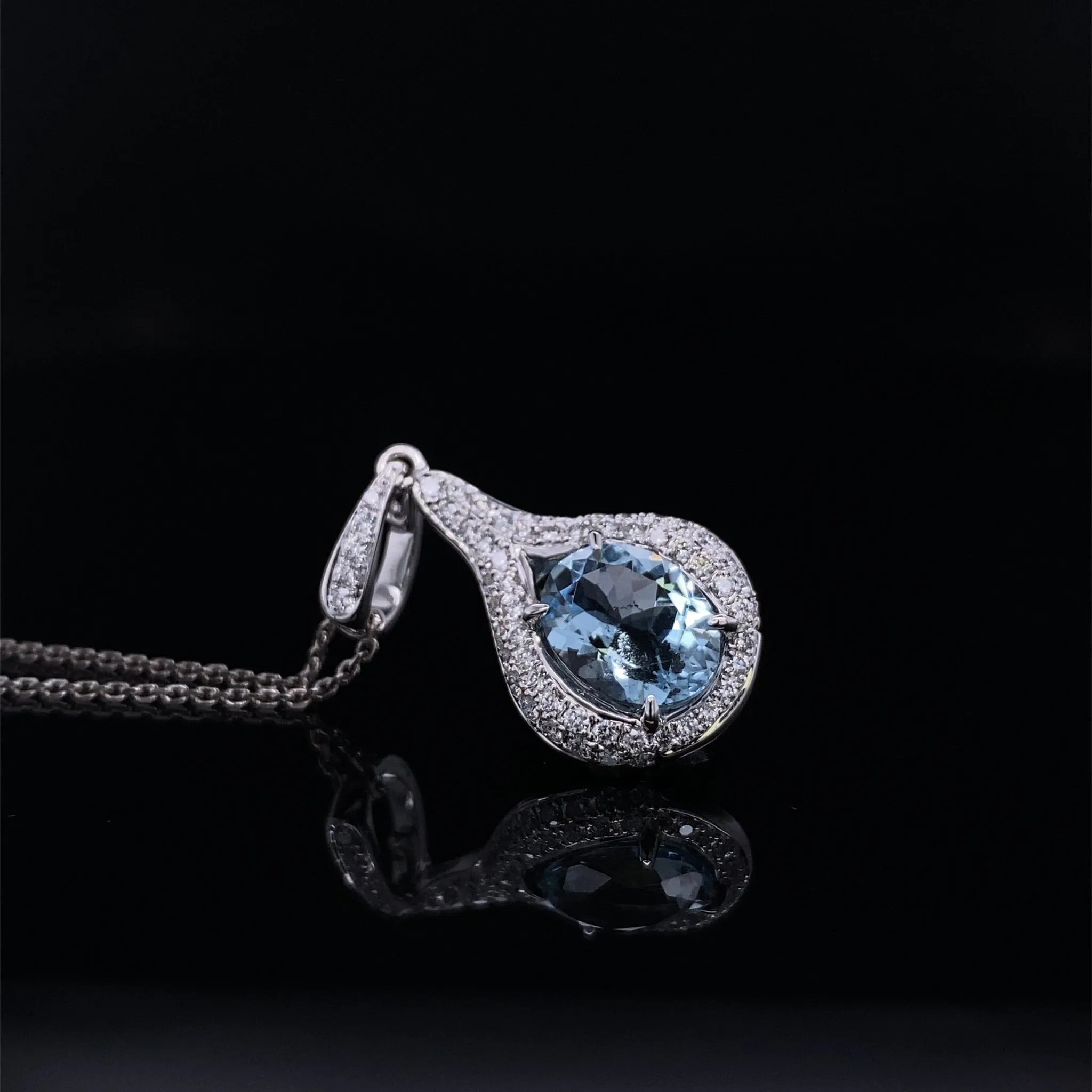 Imperial Aquamarine Diamond Encrusted Drop Pendant