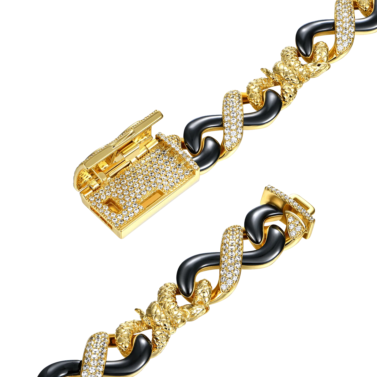 Infinity Two-tone Snake Shape Bracelet -  12mm