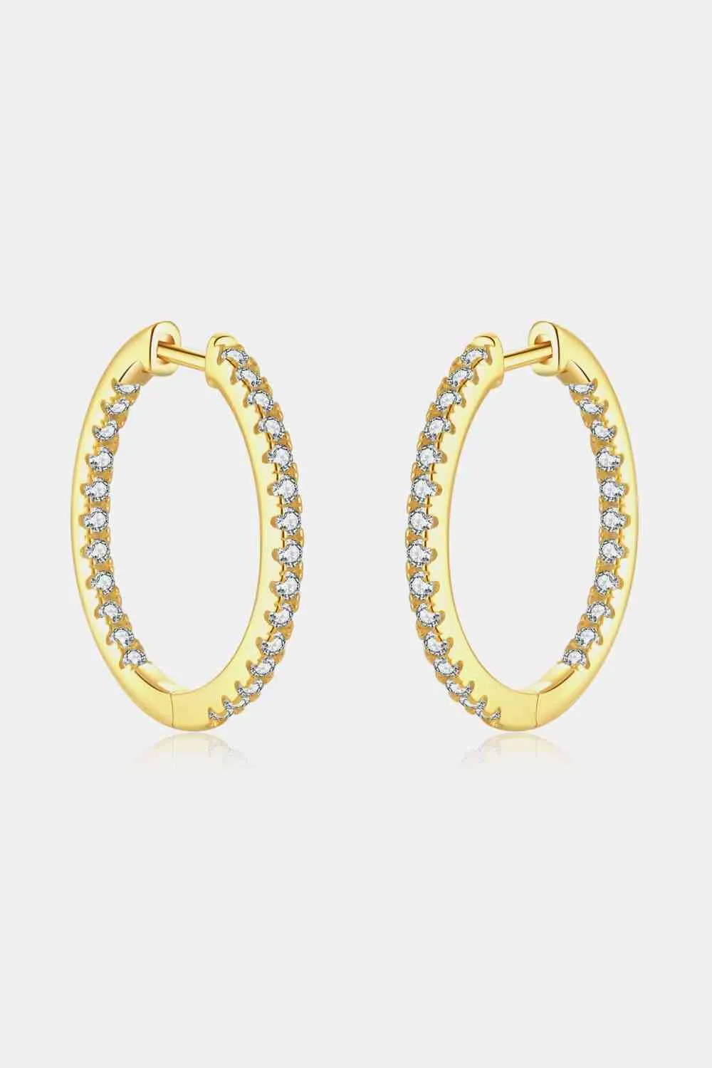 Inlaid Zircon 925 Sterling Silver Huggie Earrings