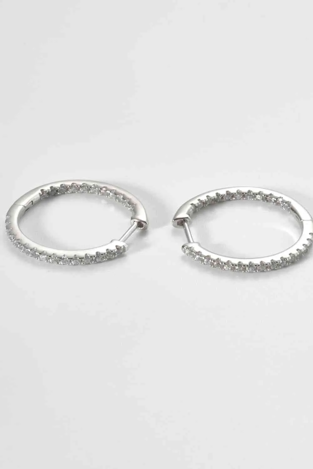 Inlaid Zircon 925 Sterling Silver Huggie Earrings