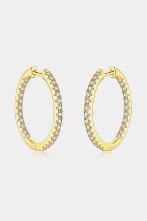 Inlaid Zircon 925 Sterling Silver Huggie Earrings