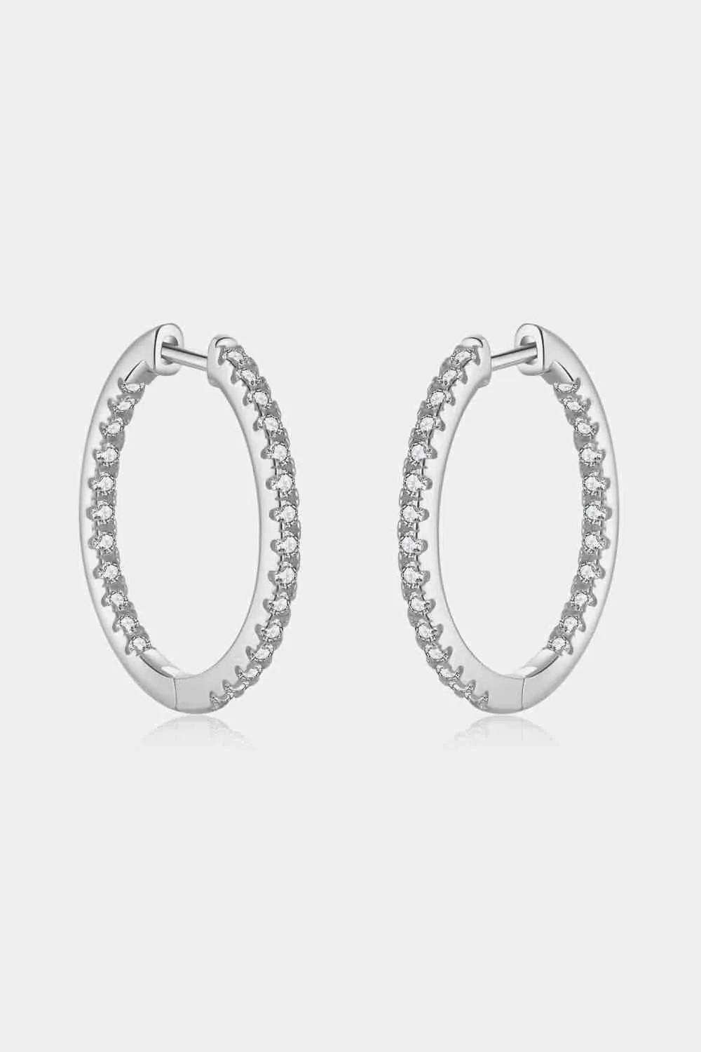 Inlaid Zircon 925 Sterling Silver Huggie Earrings
