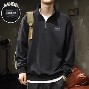 INSTOCK-American sports style half zip stand collar sweatshirt
