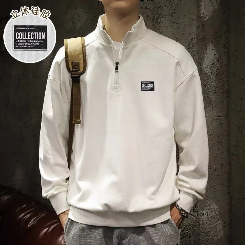 INSTOCK-American sports style half zip stand collar sweatshirt
