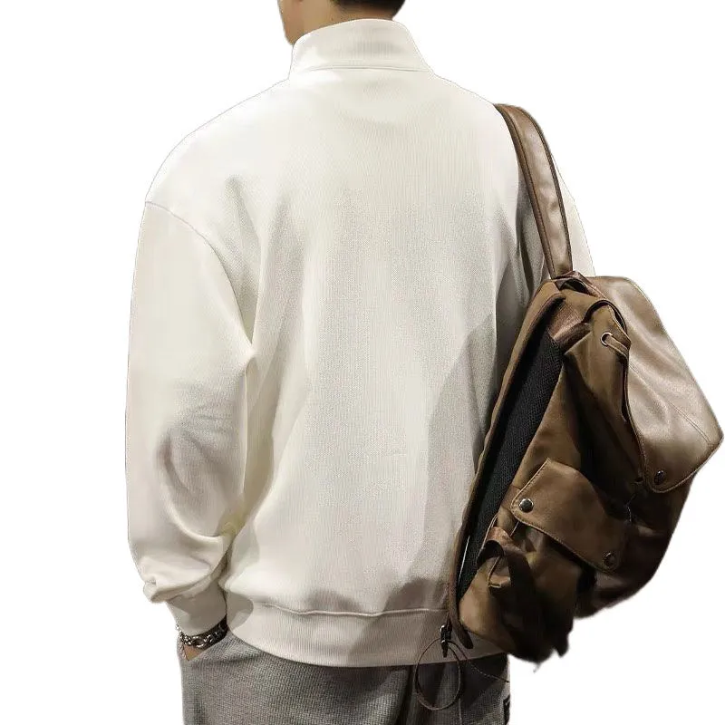 INSTOCK-American sports style half zip stand collar sweatshirt