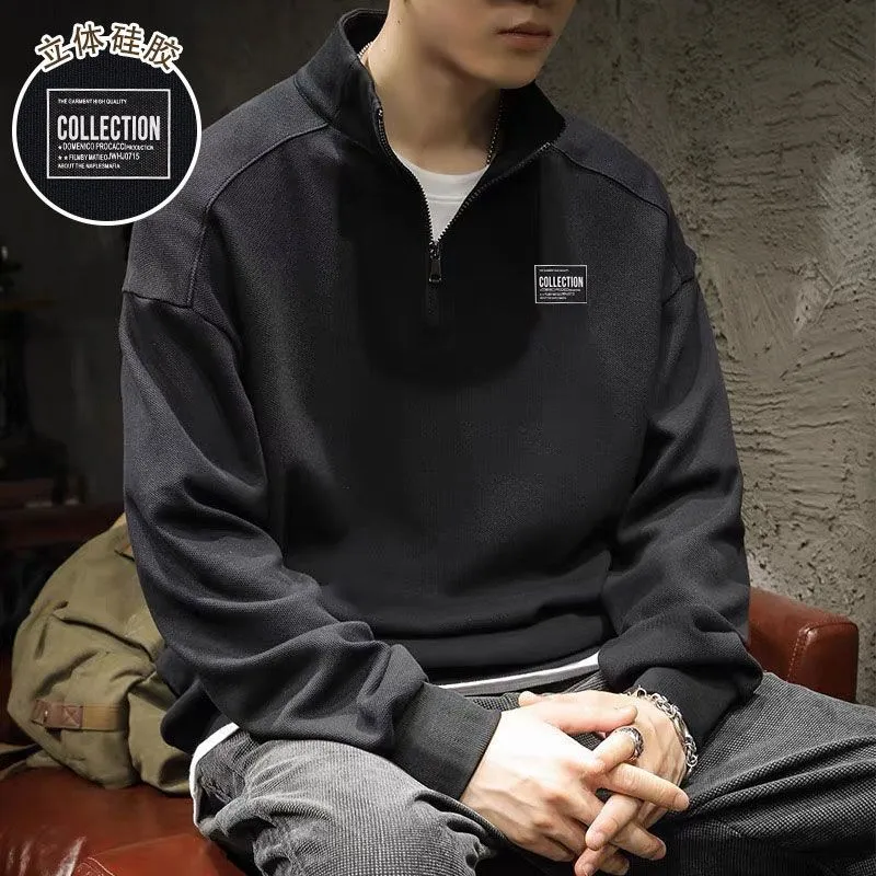 INSTOCK-American sports style half zip stand collar sweatshirt