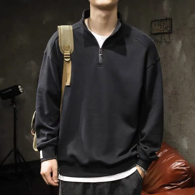 INSTOCK-American sports style half zip stand collar sweatshirt