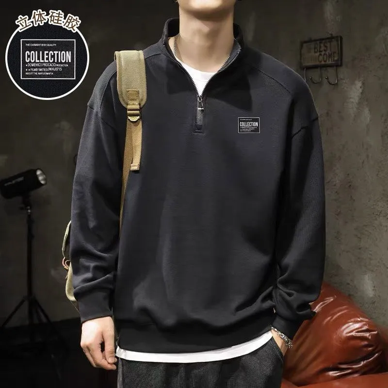 INSTOCK-American sports style half zip stand collar sweatshirt