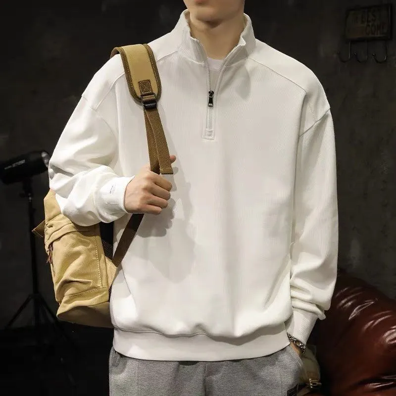INSTOCK-American sports style half zip stand collar sweatshirt