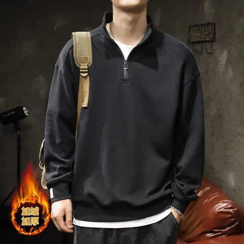 INSTOCK-American sports style half zip stand collar sweatshirt