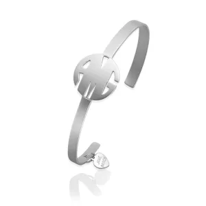 Jane Basch Block Monogram Cuff - Brushed Sterling Silver