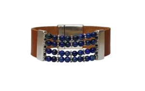 JBJ Women’s Juno Lapis Lazuli Brown Leather Bracelet