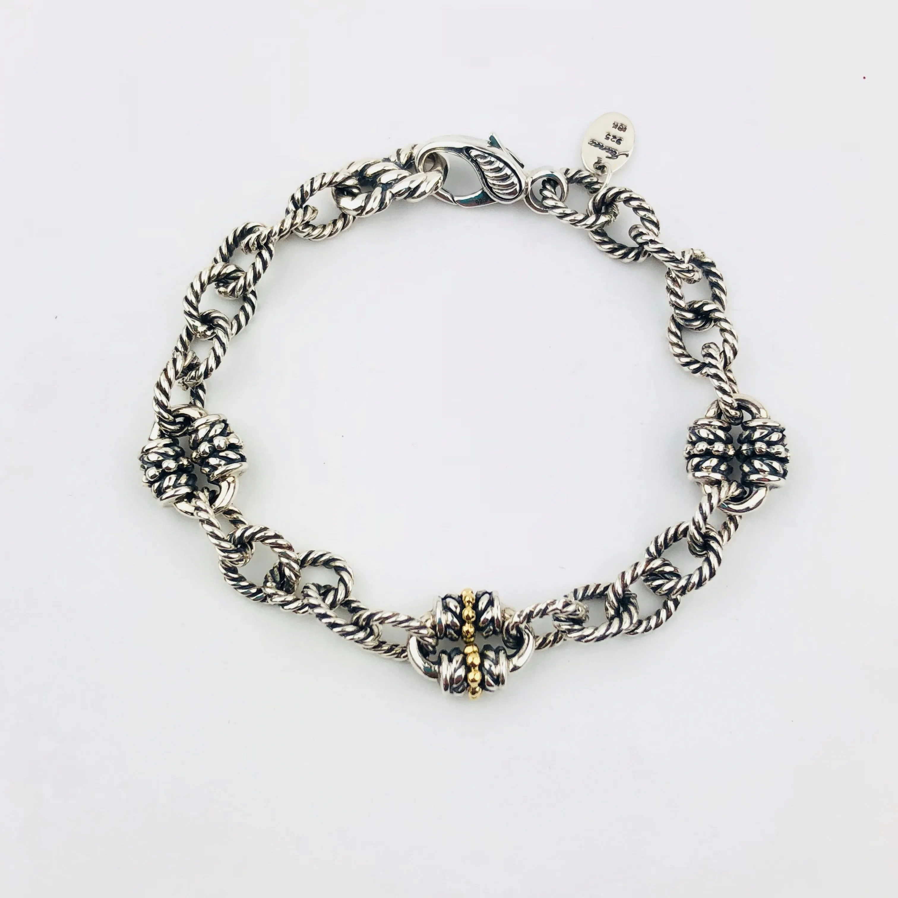 Jeanex Sterling Silver and 18K Yellow Gold Bracelet (93577)