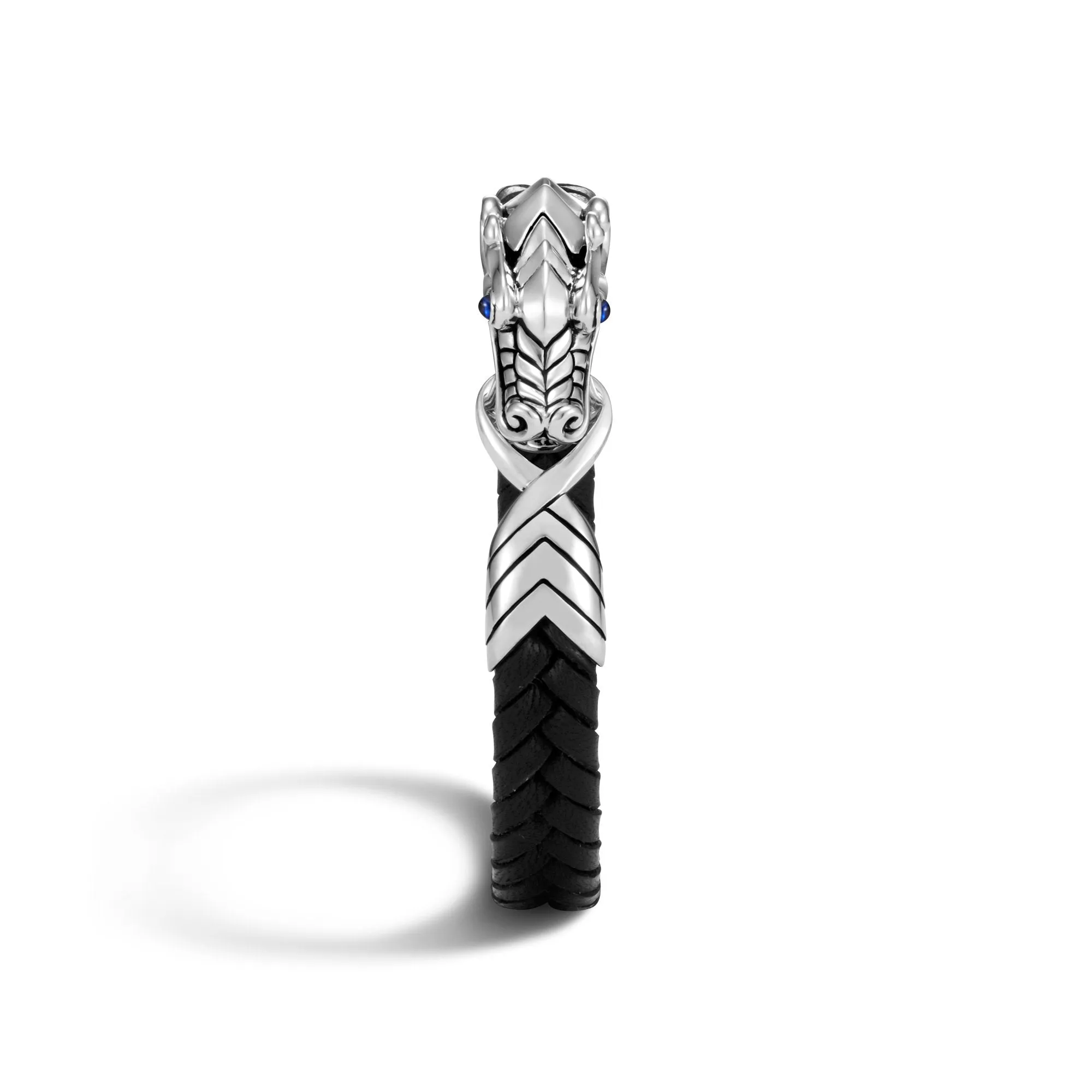 John Hardy Men's Legends Naga Black Leather and Sterling Silver Bracelet