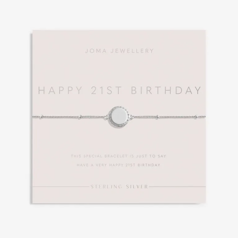 Joma Sterling Silver 21st Birthday Disc Pave Bracelet