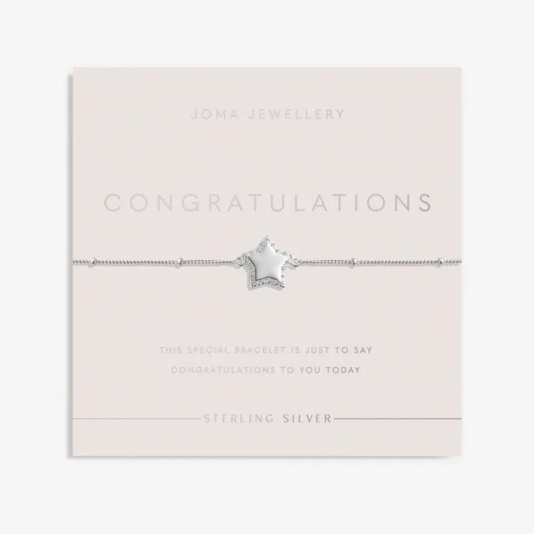 Joma Sterling Silver Congratulations Star CZ Bracelet