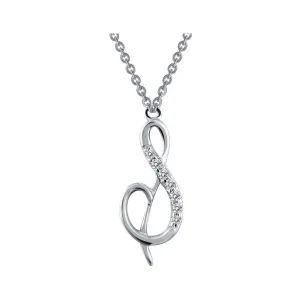 Lafonn Sterling Silver Platinum Plated Simulated Diamond Initial S Necklace