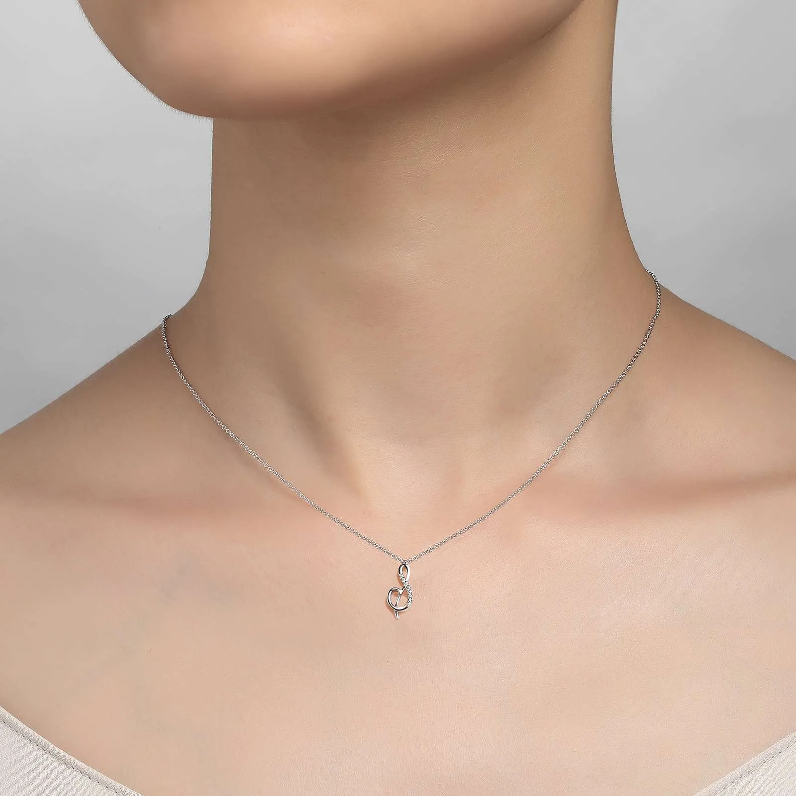 Lafonn Sterling Silver Platinum Plated Simulated Diamond Initial S Necklace