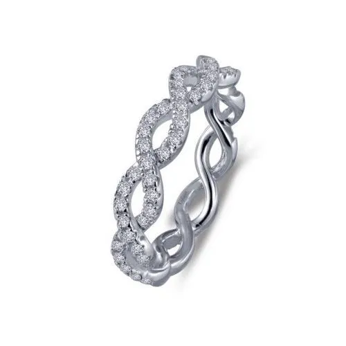 Lafonn Sterling Silver Platinum Plated Simulated Diamonds Infinity Band