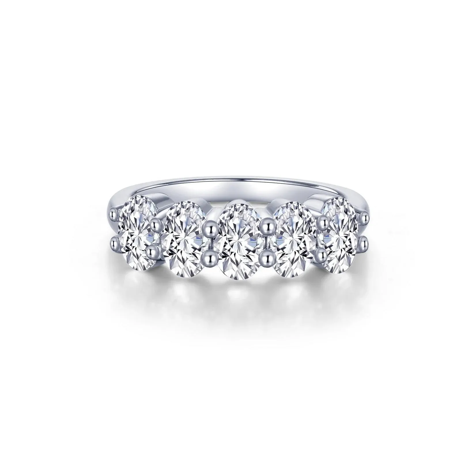 Lafonn Sterling Silver Platinum Plated Simulated Oval Diamonds Band