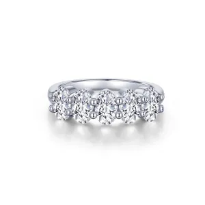 Lafonn Sterling Silver Platinum Plated Simulated Oval Diamonds Band