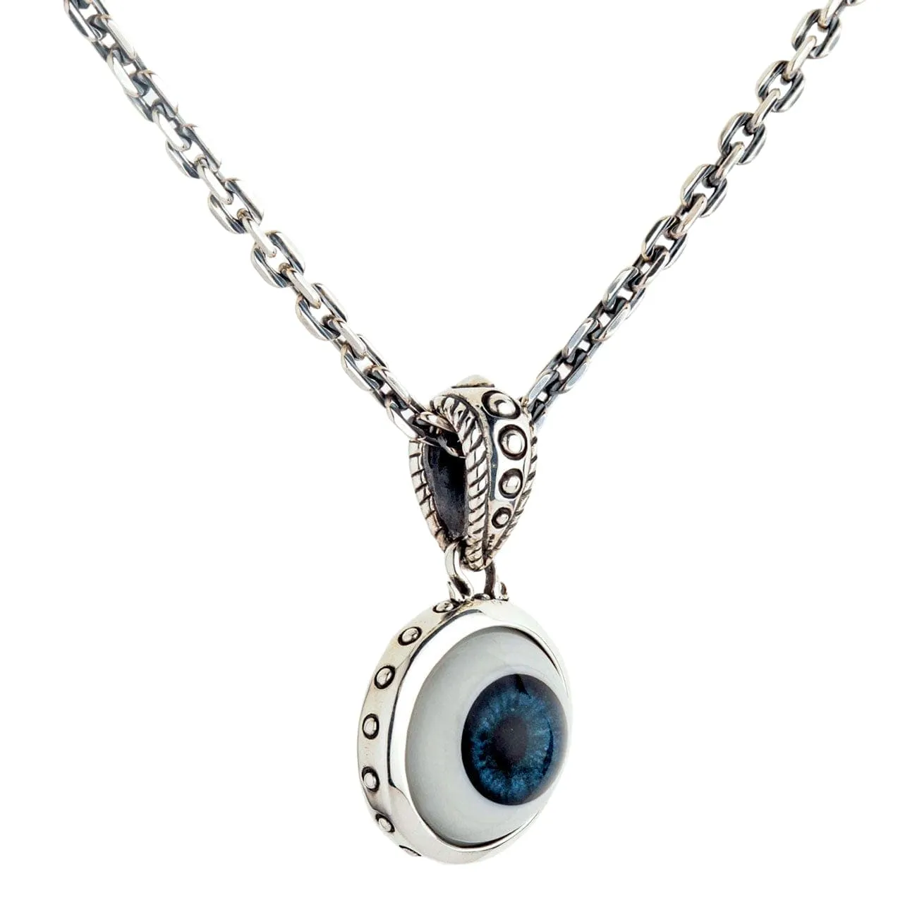 Large Evil Eye Eyeball Sterling Silver Gothic Pendant