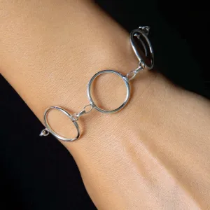 Large Open Circles Bracelet Sterling Silver Hoop-Links