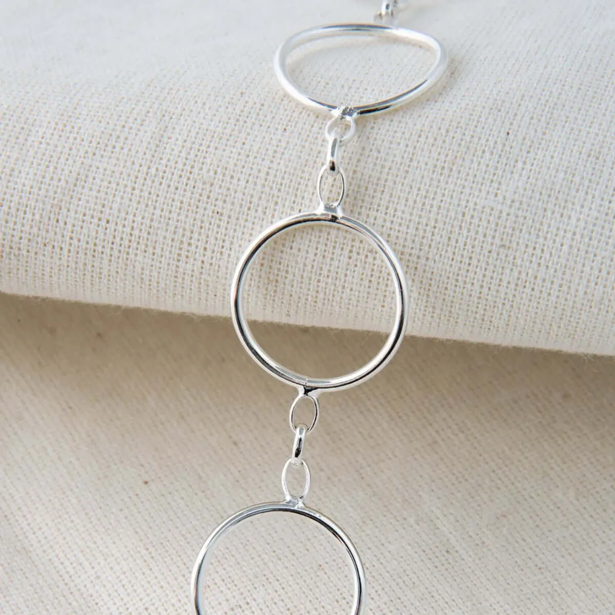 Large Open Circles Bracelet Sterling Silver Hoop-Links