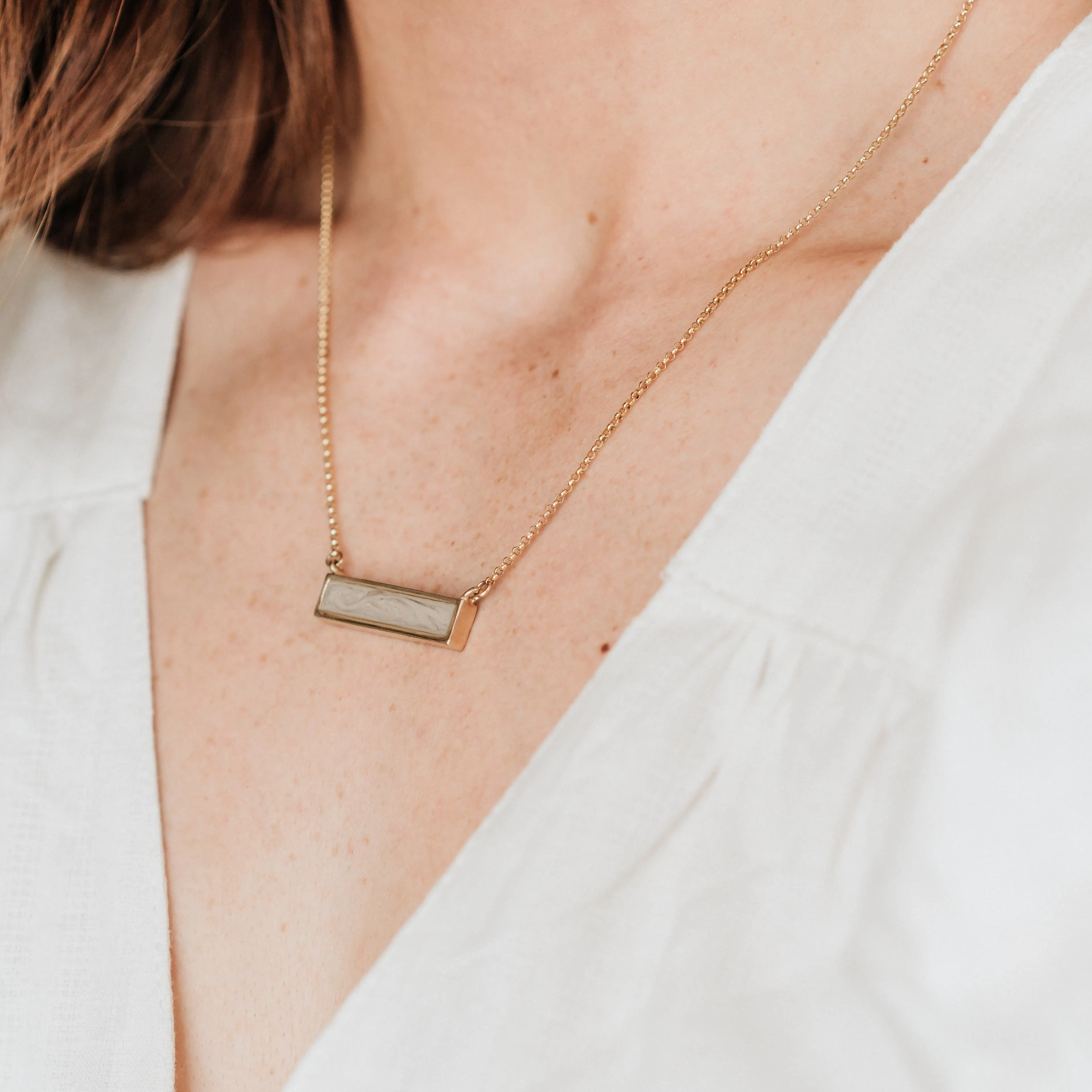 Lateral Bar Cremation Necklace in Sterling Silver