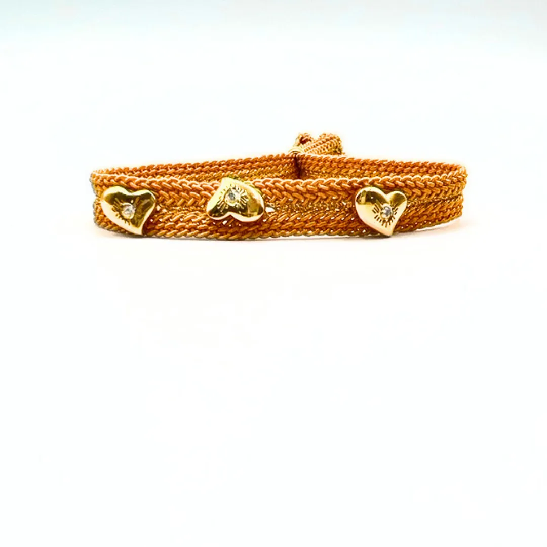 LES AMOURS Color bracelet ♥: Golden vermeil hearts