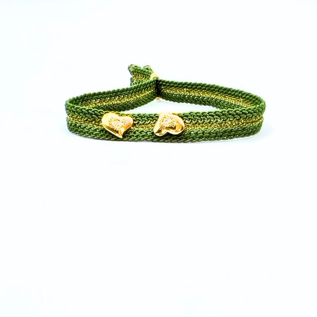 LES AMOURS Color bracelet ♥: Golden vermeil hearts