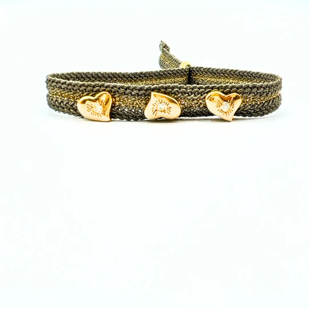 LES AMOURS Color bracelet ♥: Golden vermeil hearts