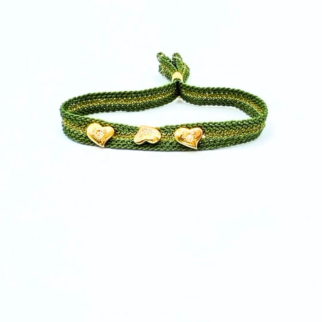 LES AMOURS Color bracelet ♥: Golden vermeil hearts