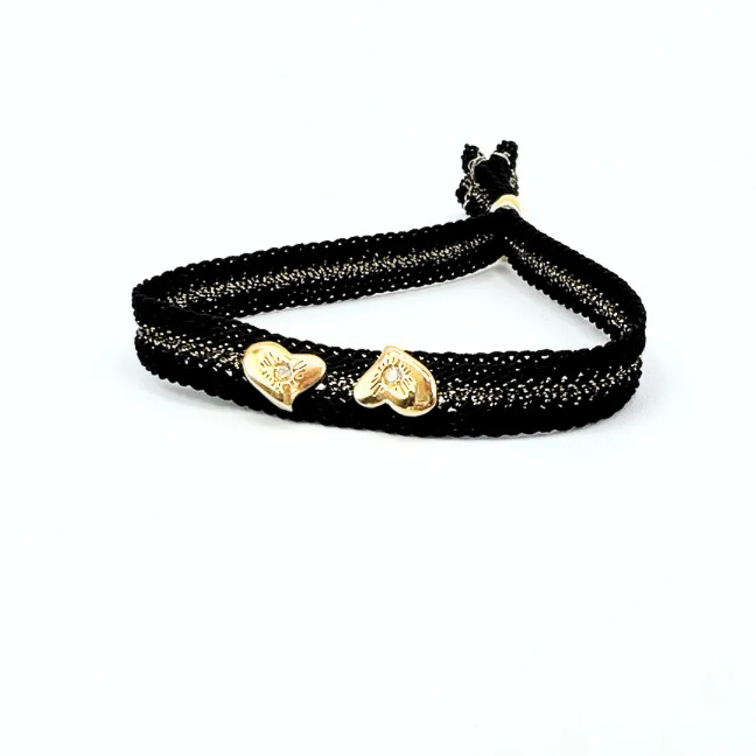 LES AMOURS Color bracelet ♥: Golden vermeil hearts