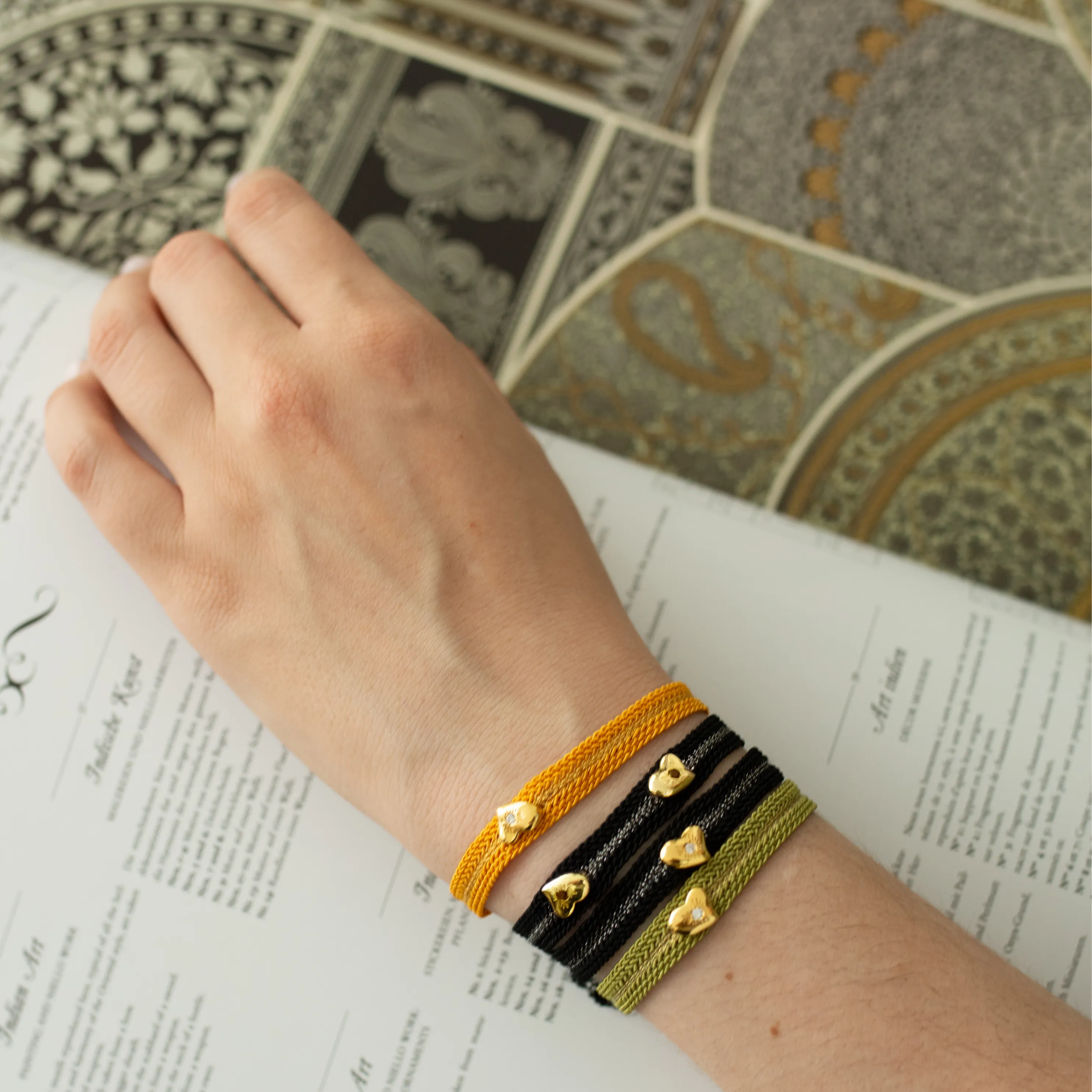 LES AMOURS Color bracelet ♥: Golden vermeil hearts