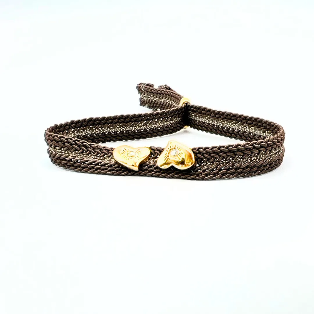 LES AMOURS Color bracelet ♥: Golden vermeil hearts