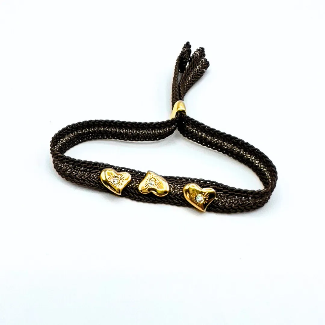 LES AMOURS Color bracelet ♥: Golden vermeil hearts
