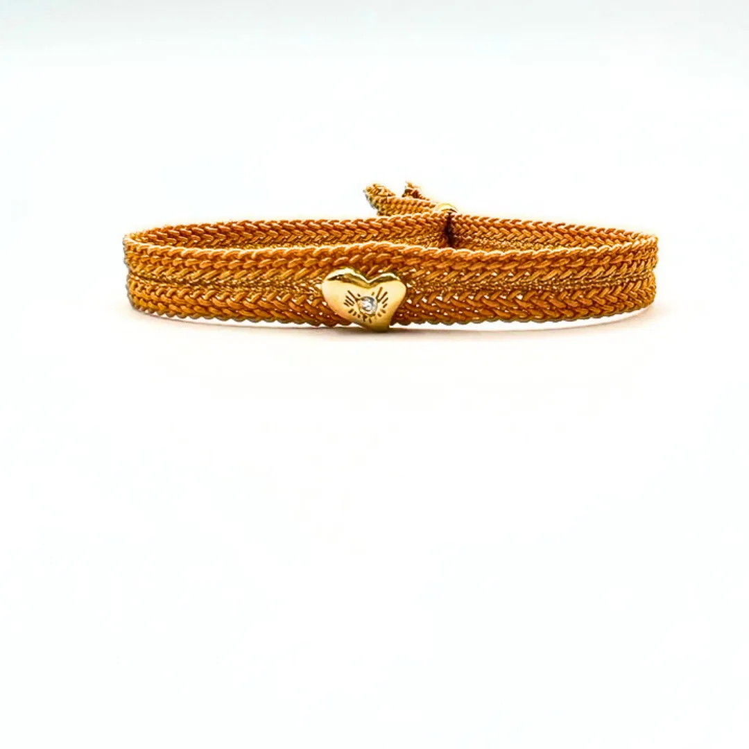 LES AMOURS Color bracelet ♥: Golden vermeil hearts