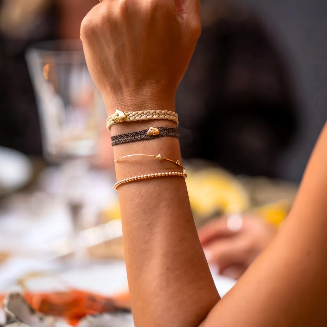 LES AMOURS Color bracelet ♥: Golden vermeil hearts