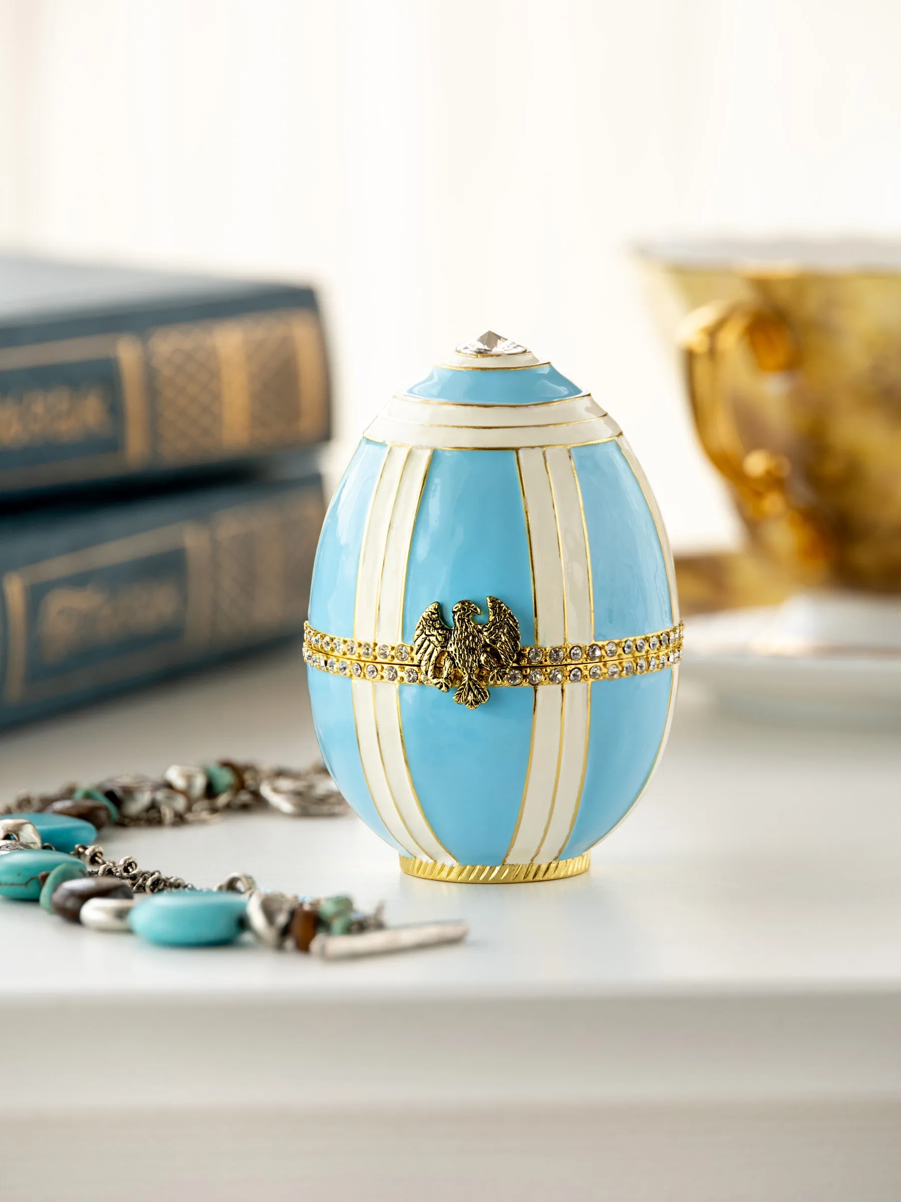 Light Blue Egg with a Sailing ship