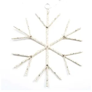 Lighted Birch Branch Snowflake Hanging Accent