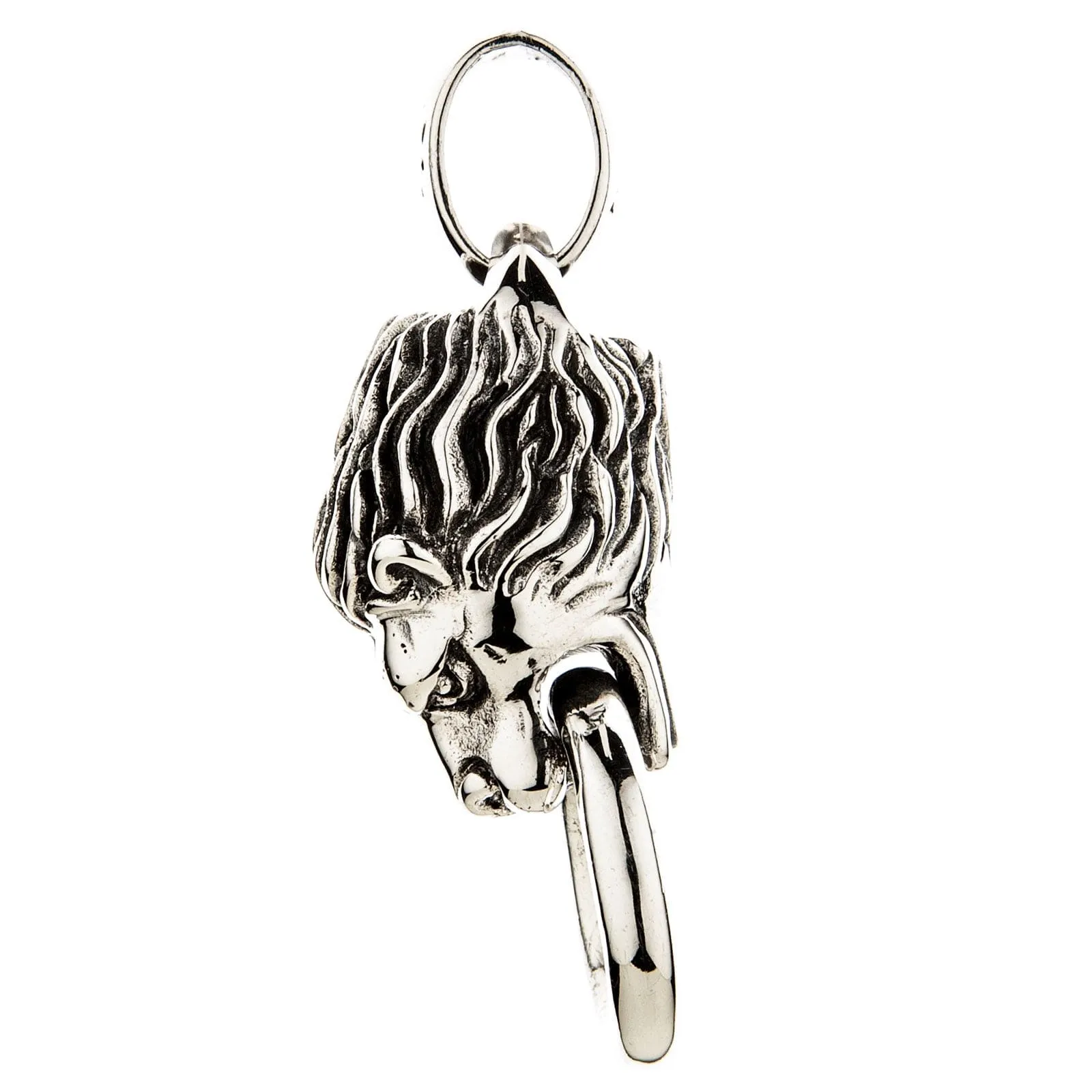 Lion Head Sterling Silver Biker Pendant