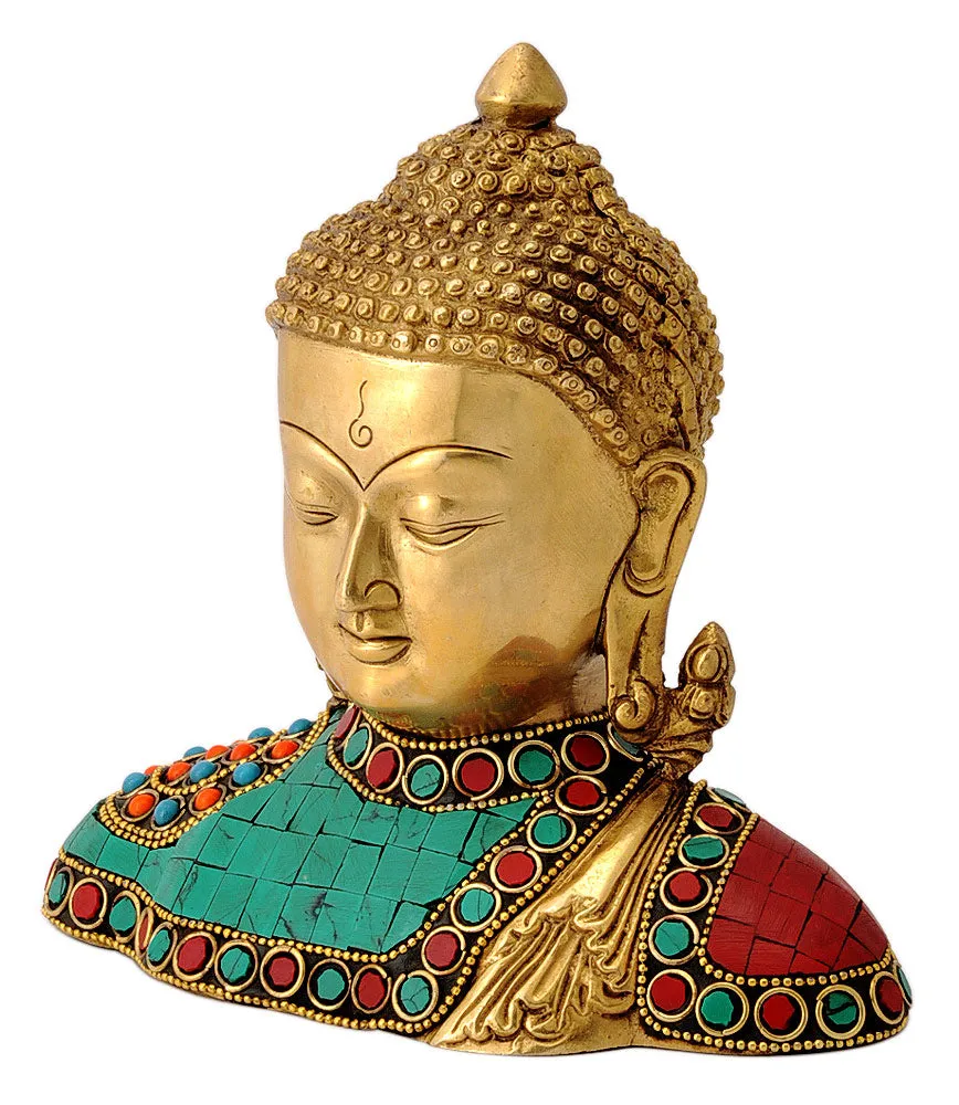 Lord Buddha Turquoise Coral Studded Bust