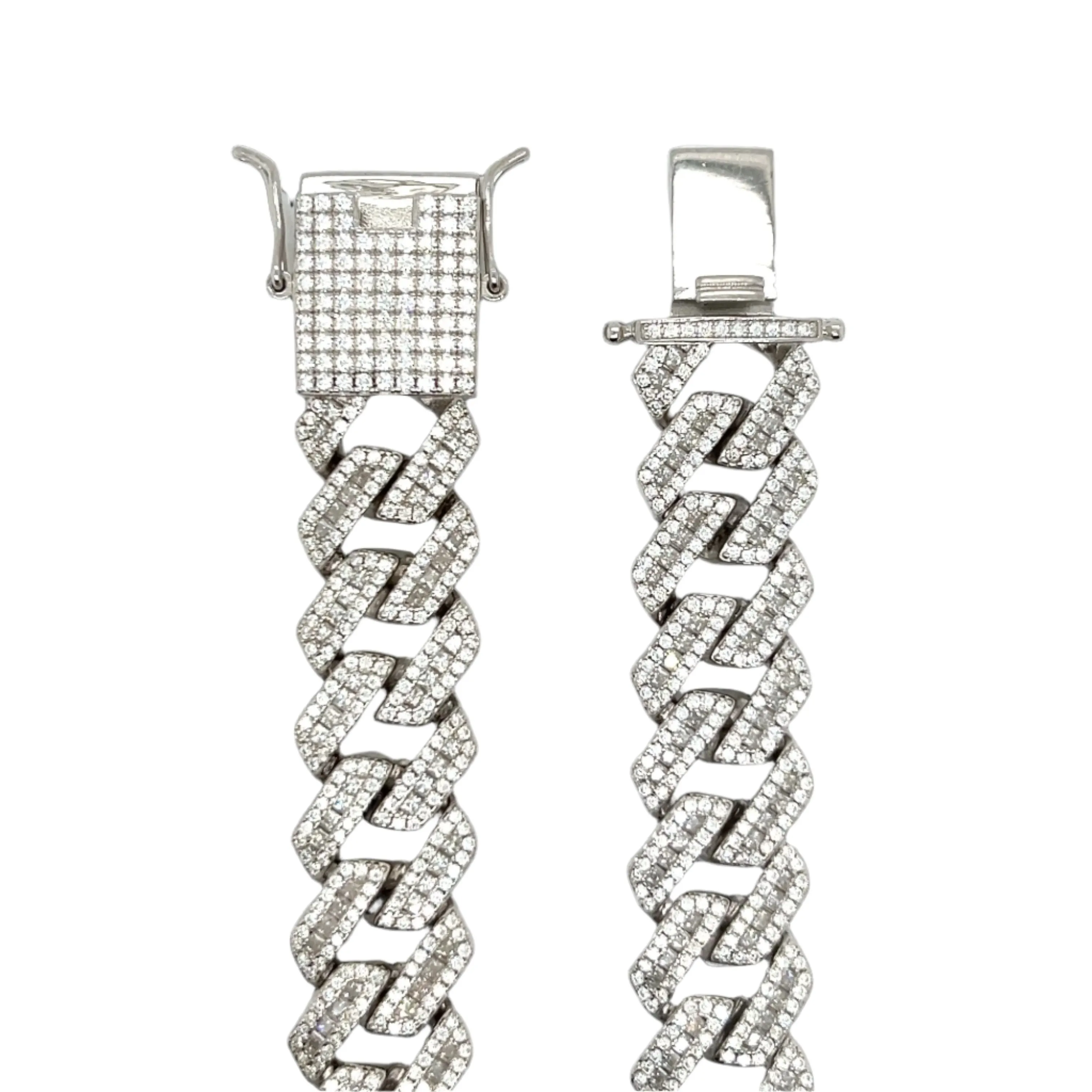 Luxury Sterling 14mm Cuban 8.5" Bracelet Fully Iced Out with Cubic Zirconia Stones - C302479